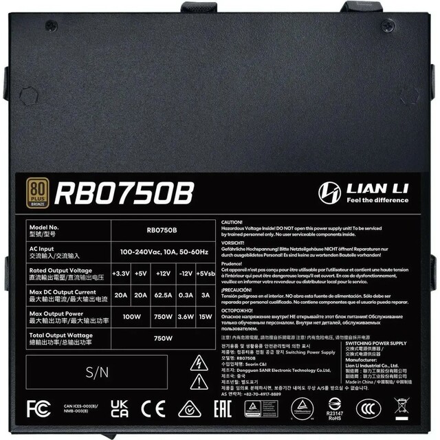 Блок питания Lian-Li ATX 750W BX0750B Блок питания Lian-Li ATX 750W BX0750B