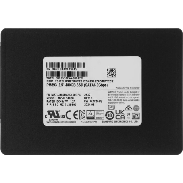Накопитель SSD Samsung SATA-III 480Gb MZ7L3480HCHQ-00B7C OEM