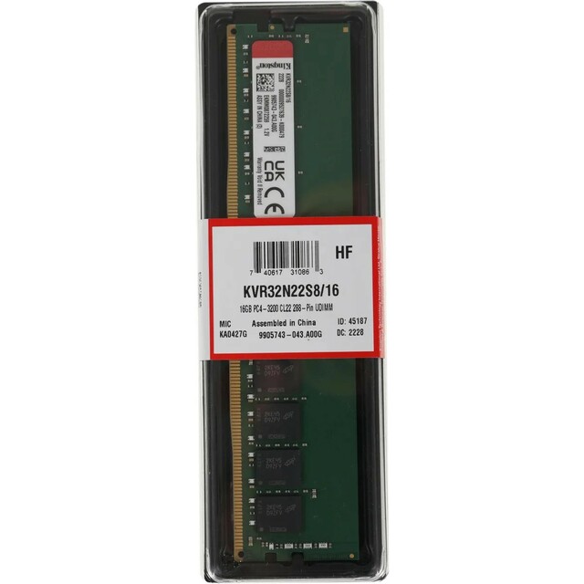 Память DDR4 16Gb 3200MHz Kingston KVR32N22S8/16