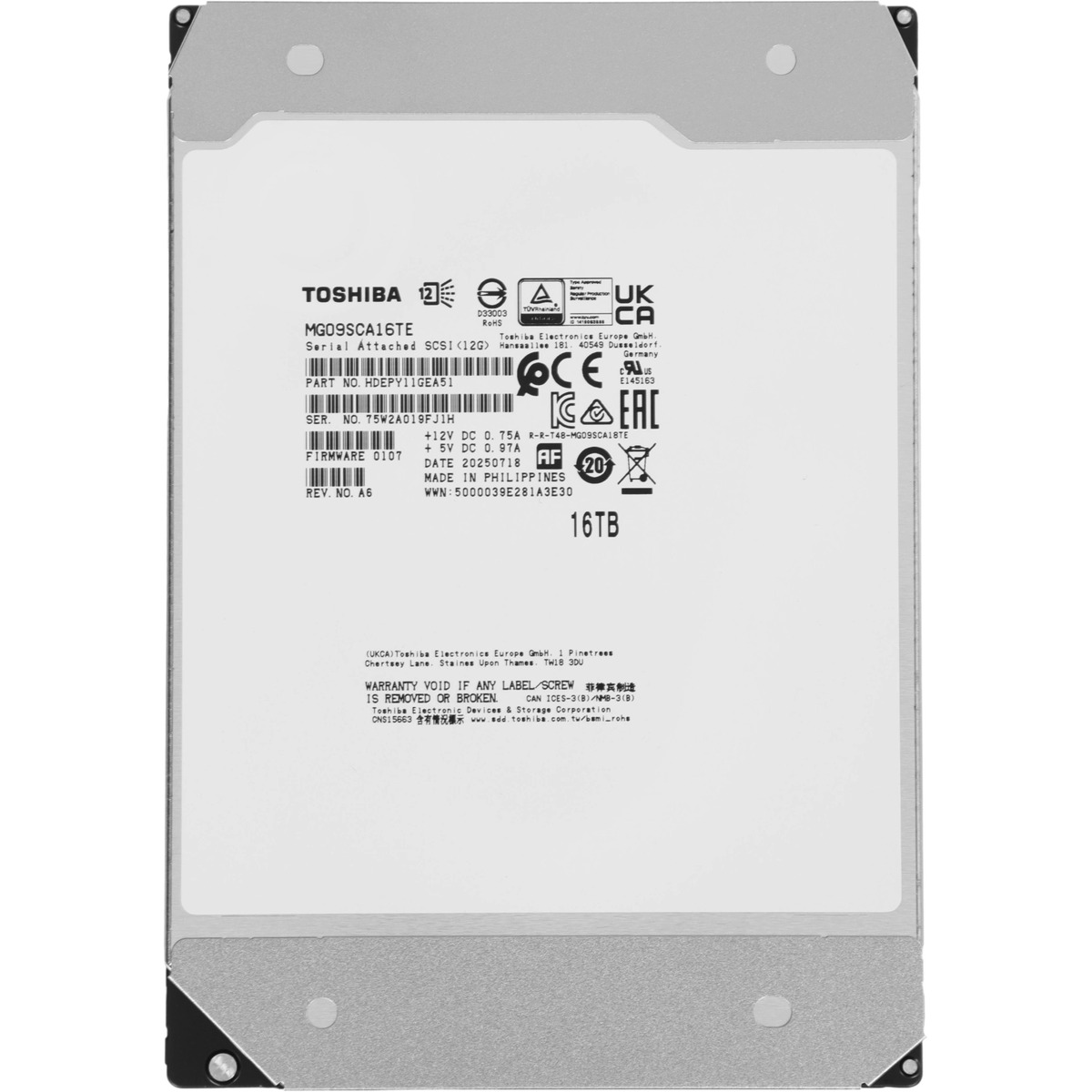 Жесткий диск Toshiba SAS 3.0 16TB MG09SCA16TE