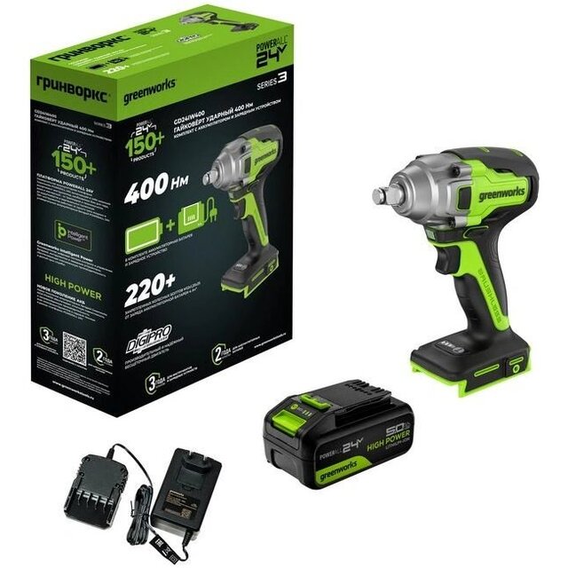 Гайковерт Greenworks GD24IW400 (Цвет: Green)