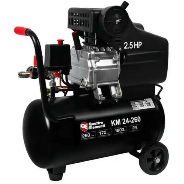 Компрессор поршневой Quattro Elementi KM 24-260, черный