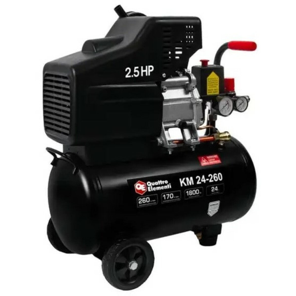Компрессор поршневой Quattro Elementi KM 24-260, черный