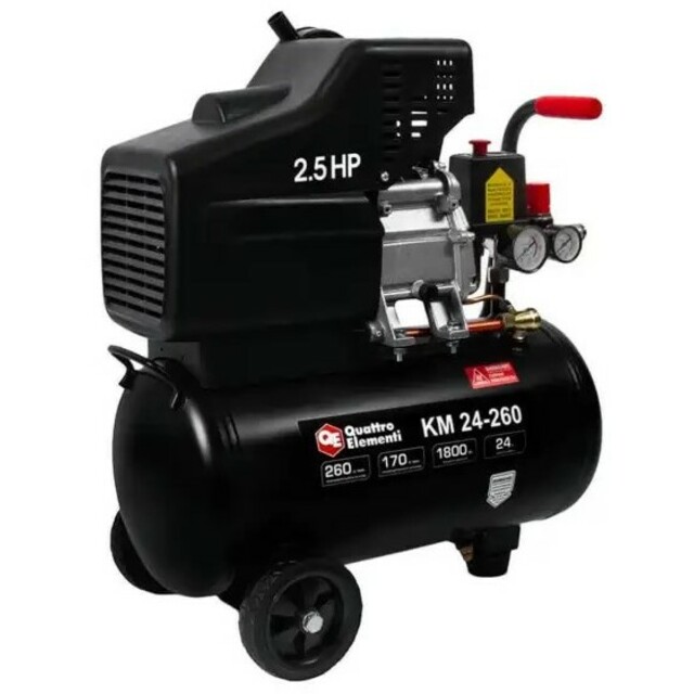 Компрессор поршневой Quattro Elementi KM 24-260, черный