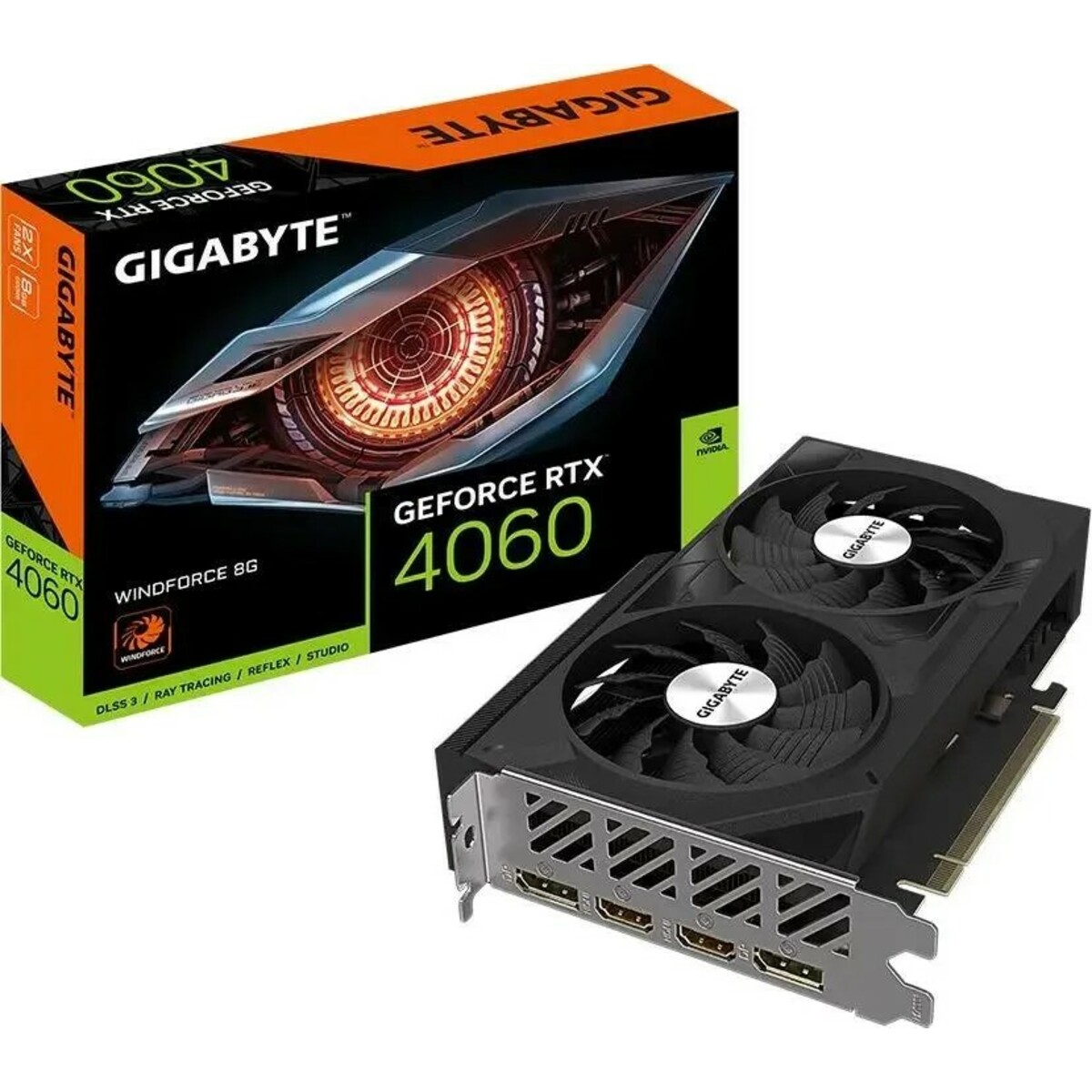 Видеокарта Gigabyte GeForce RTX 4060 WINDFORCE 8G (GV-N4060WF2-8GD)