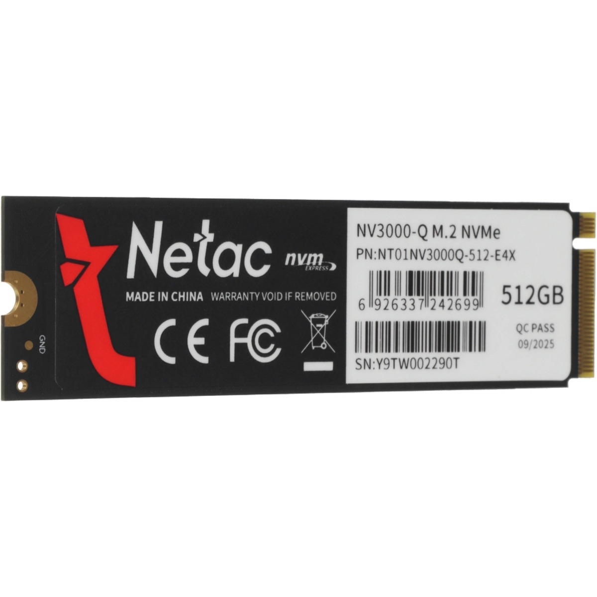 Накопитель SSD Netac PCIe 3.0 x4 512GB NT01NV3000Q-512-E4X