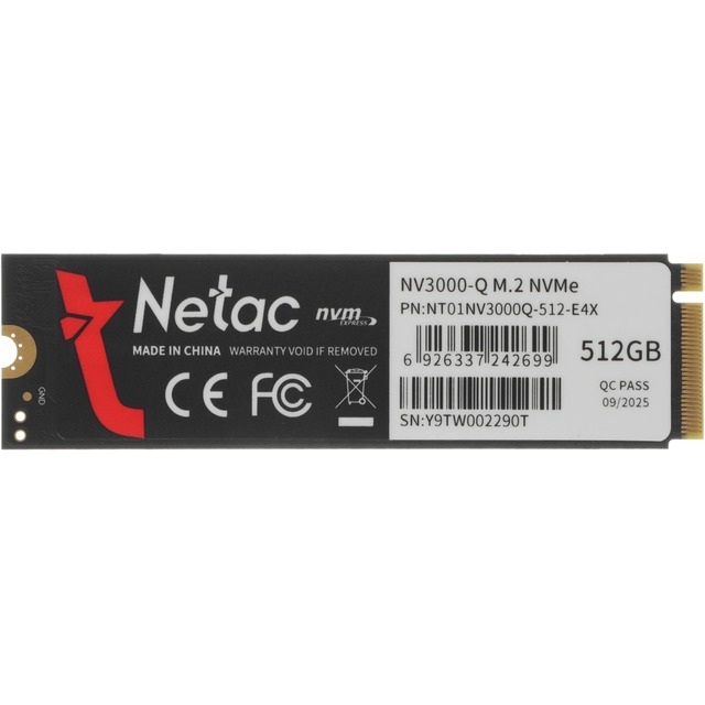 Накопитель SSD Netac PCIe 3.0 x4 512GB NT01NV3000Q-512-E4X
