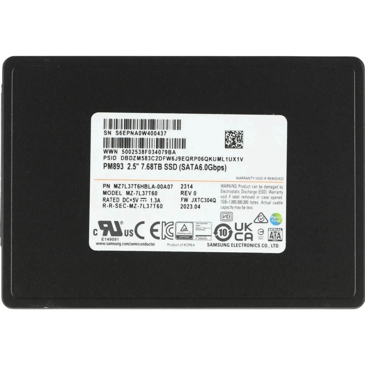 Накопитель SSD Samsung SATA III 7.68TB MZ7L37T6HBLA-00A07 