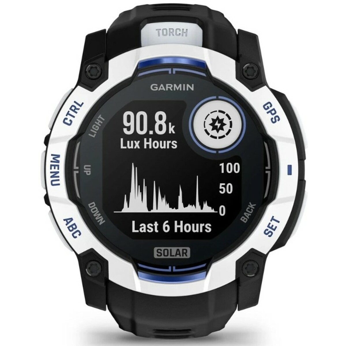 Умные часы Garmin Instinct 3 50mm Solar (Цвет: Whitestone Black / Bolt Blue) 