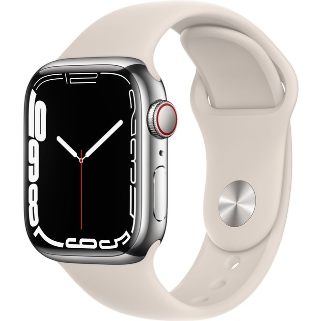 Умные часы Apple Watch Series 7 41mm GPS + Cellular Stainless Steel Case with Sport Band (Цвет: Silver / Starlight)