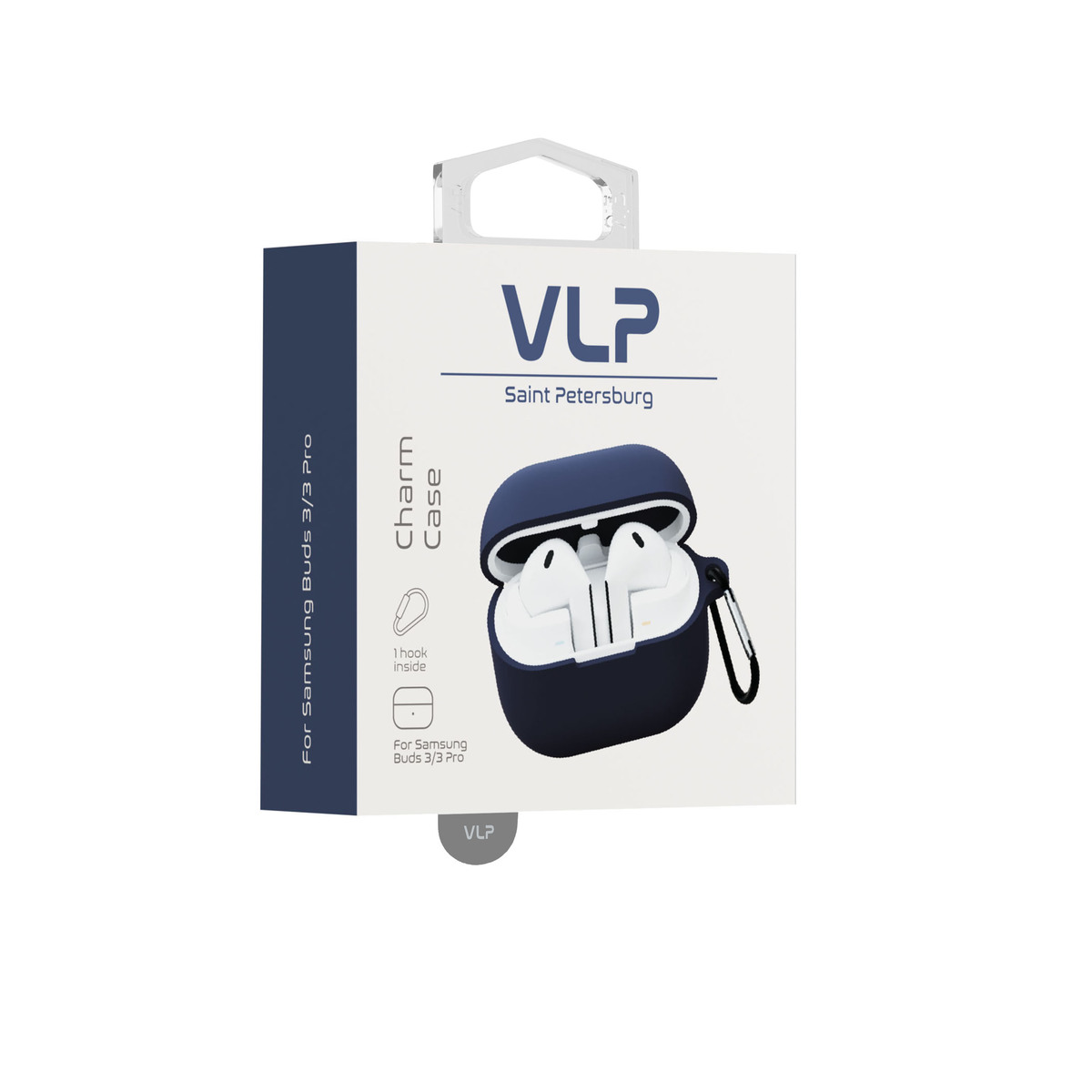 Чехол силиконовый VLP Charm Case для Samsung Buds 3 /  3 Pro, тёмно-синий
