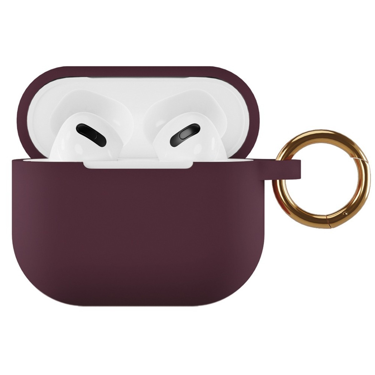 Чехол силиконовый VLP Silicone Case Soft Touch с кольцом для Apple AirPods 3 (Цвет: Marsala)