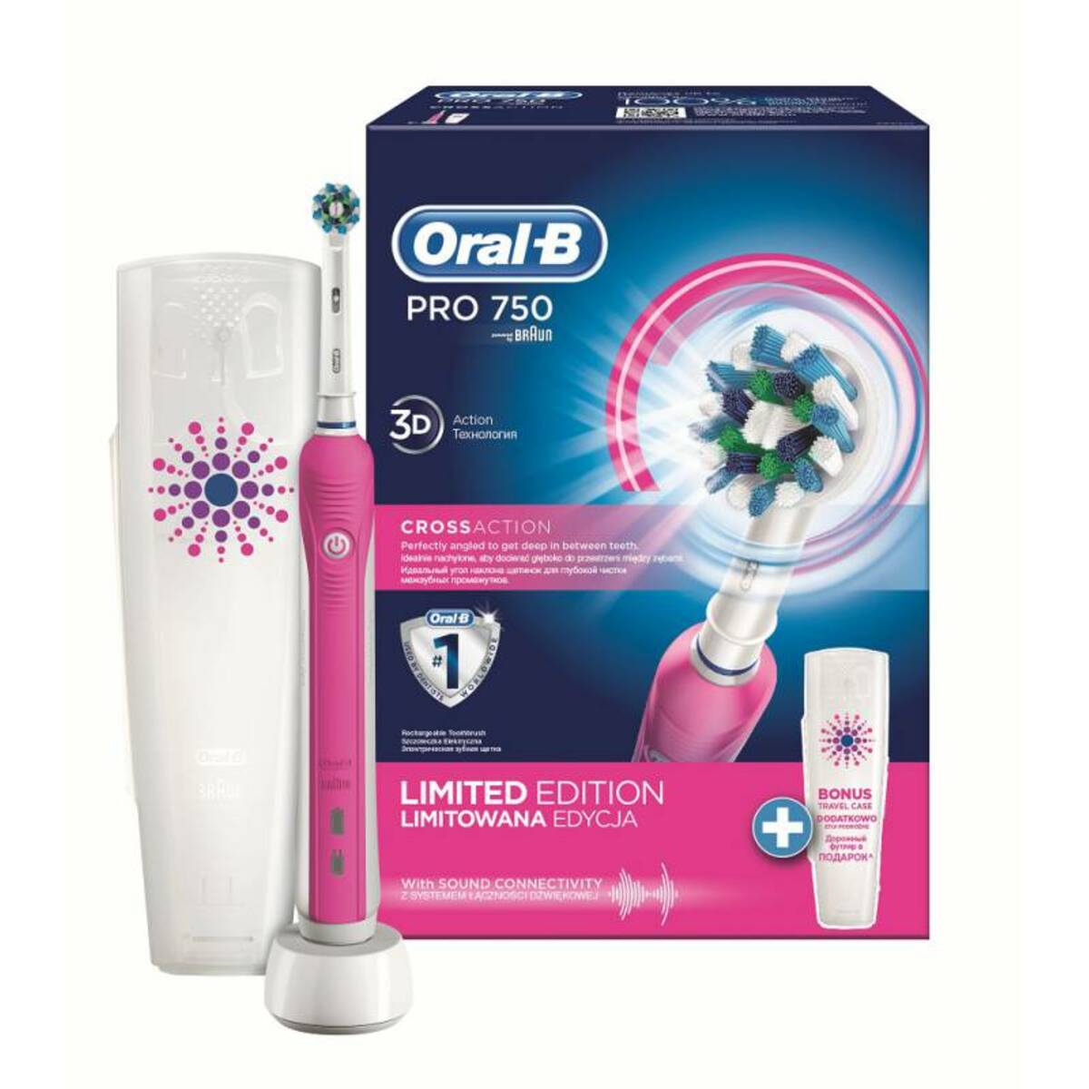 Зубная щетка электрическая Oral-B PRO 750 Cross Action (Цвет: Pink)