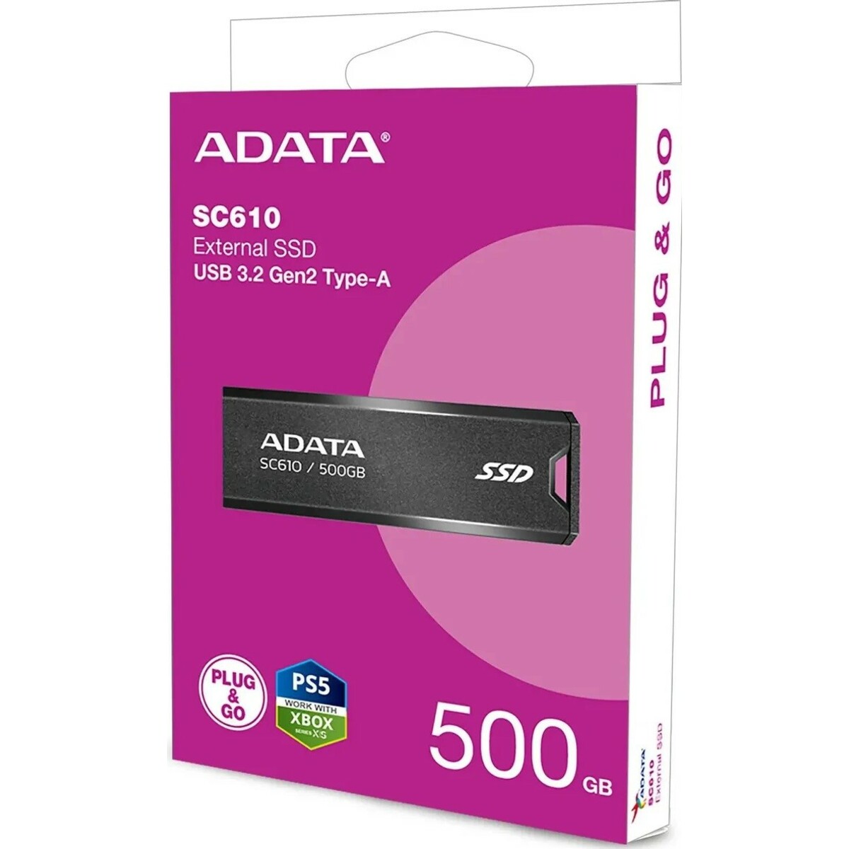 Жесткий диск A-Data USB3.2 500GB SC610-500G-CBK/RD, черный