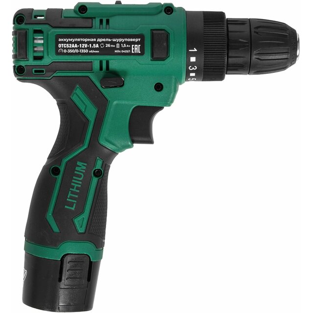 Дрель-шуруповерт Ovk Tools OTCS2AA-12V-1.5A (Цвет: Green / Black)