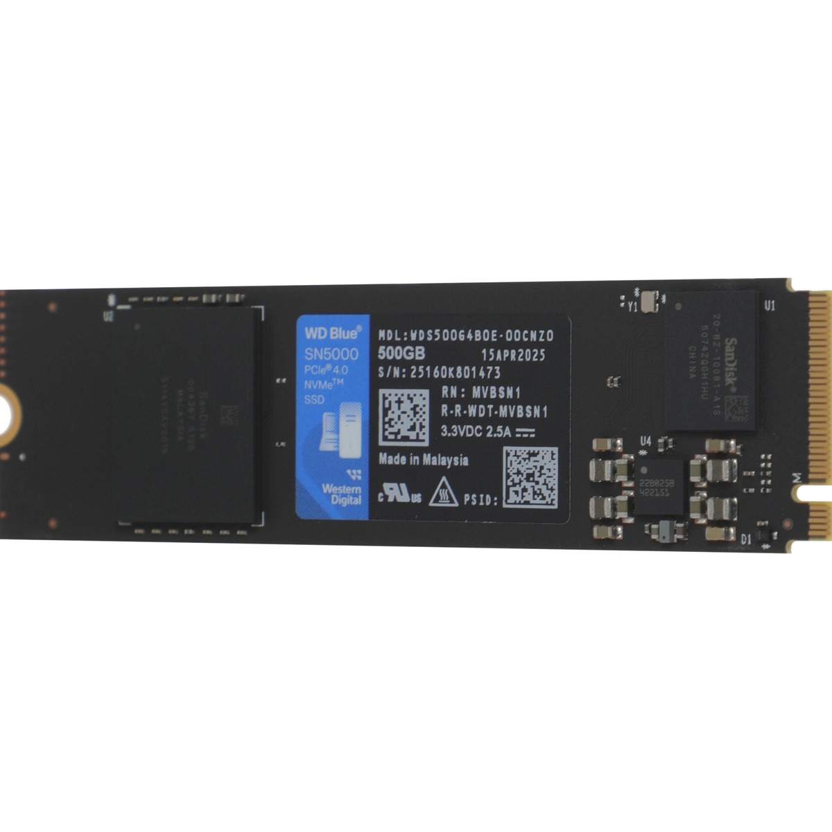 Накопитель SSD WD PCIe 4.0 x4 500GB WDS500G4B0E