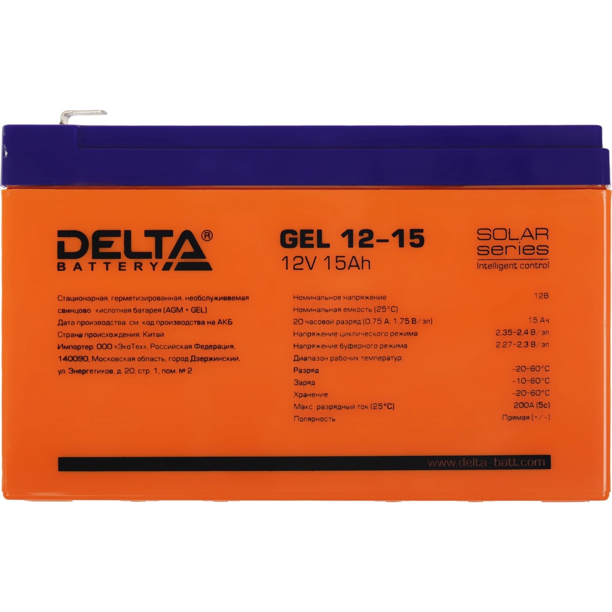 Батарея для ИБП Delta GEL 12-15 12В 15Ач
