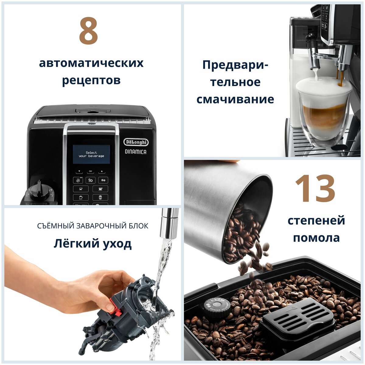 Кофемашина DeLonghi Dinamica ECAM 350.55.SB (Цвет: Silver)
