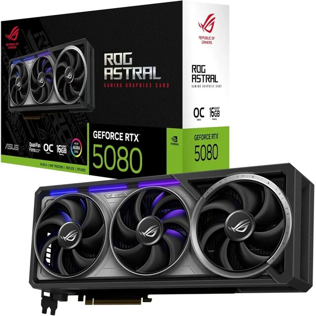 Видеокарта Asus GeForce RTX 5080 ROG ASTRAL GAMING OC 16Gb (ROG-ASTRAL-RTX5080-O16G-GAMING) Видеокарта Asus GeForce RTX 5080 ROG ASTRAL GAMING OC 16Gb (ROG-ASTRAL-RTX5080-O16G-GAMING)
