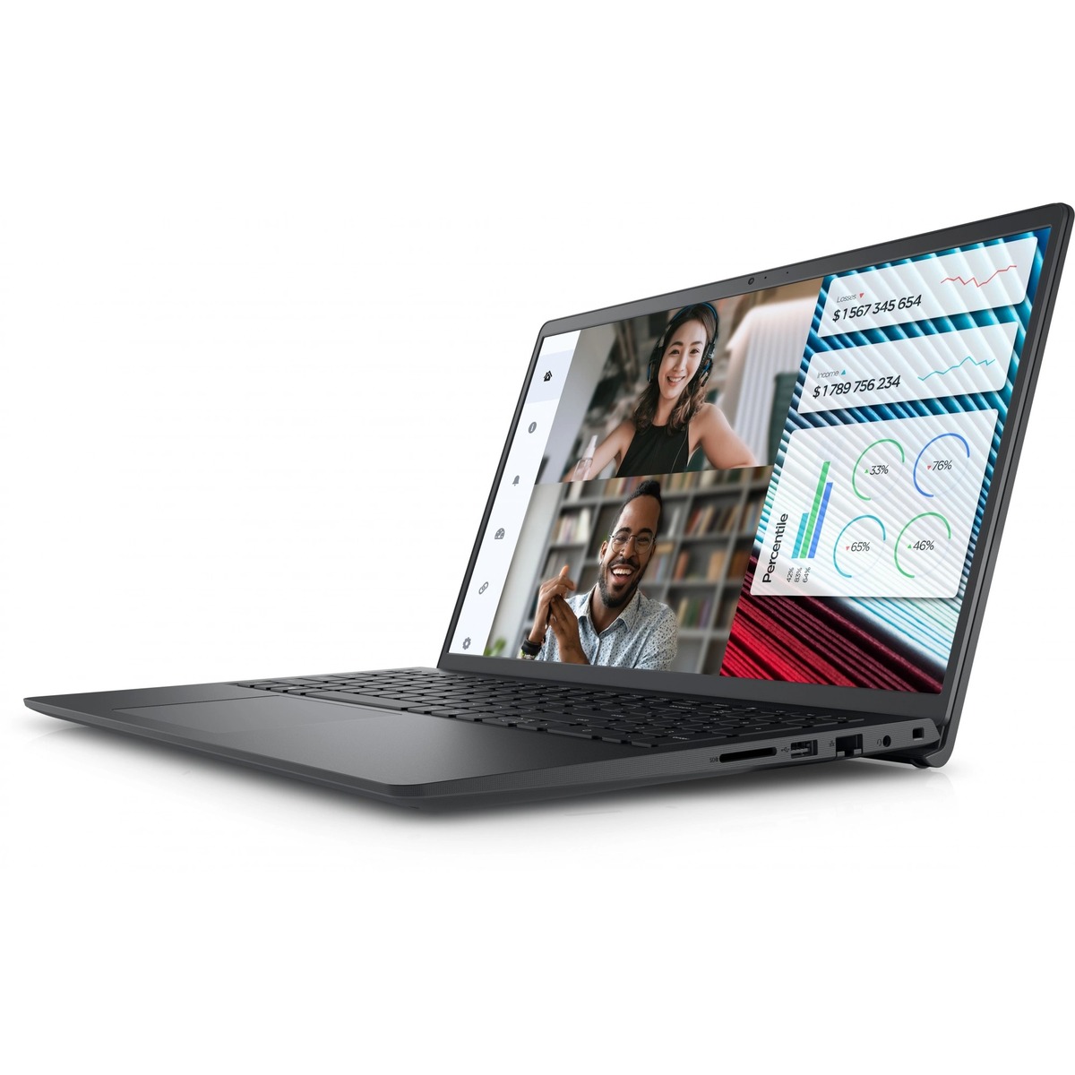 Ноутбук Dell Vostro 3520 Core i7 1255U 16Gb SSD512Gb Intel Iris Xe graphics 15.6 WVA FHD (1920x1080) / ENGKBD Ubuntu black WiFi BT Cam (3520-7650)