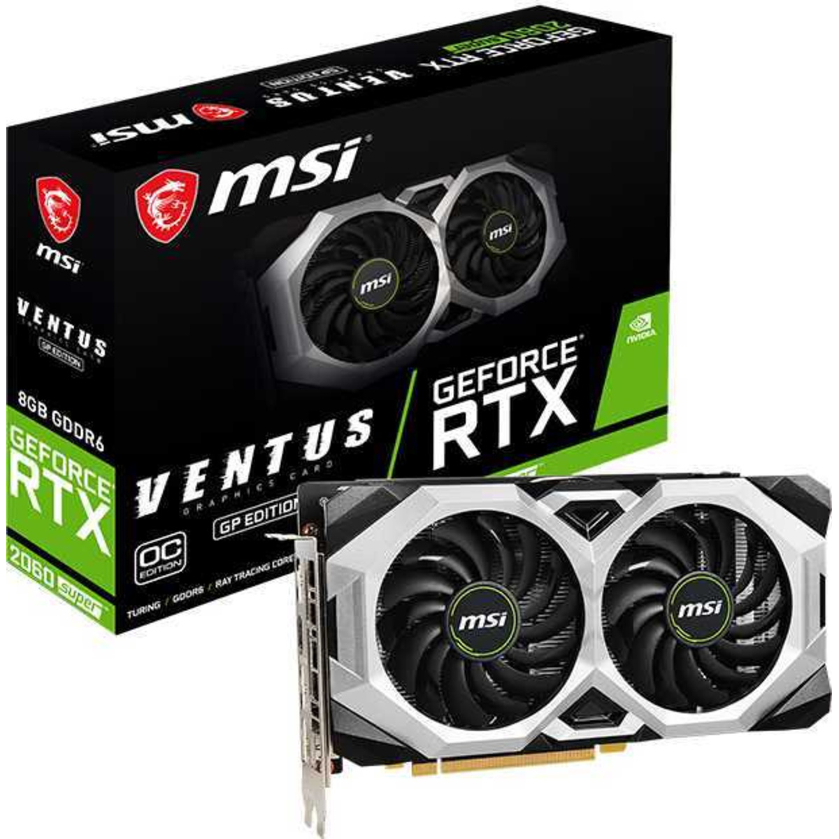 Видеокарта MSI GeForce RTX 2060 SUPER 1665MHz PCI-E 3.0 8192MB 14000MHz 256 bit HDMI 3xDisplayPort HDCP VENTUS GP OC