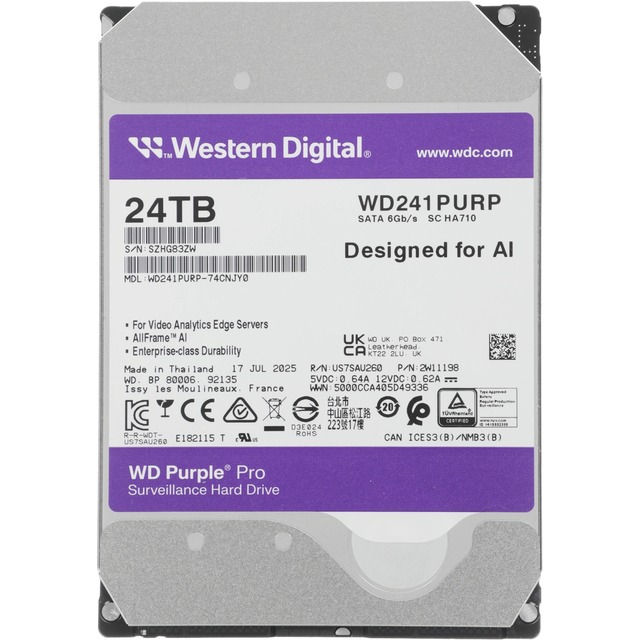 Жесткий диск WD SATA-III 24TB WD241PURP Жесткий диск WD SATA-III 24TB WD241PURP