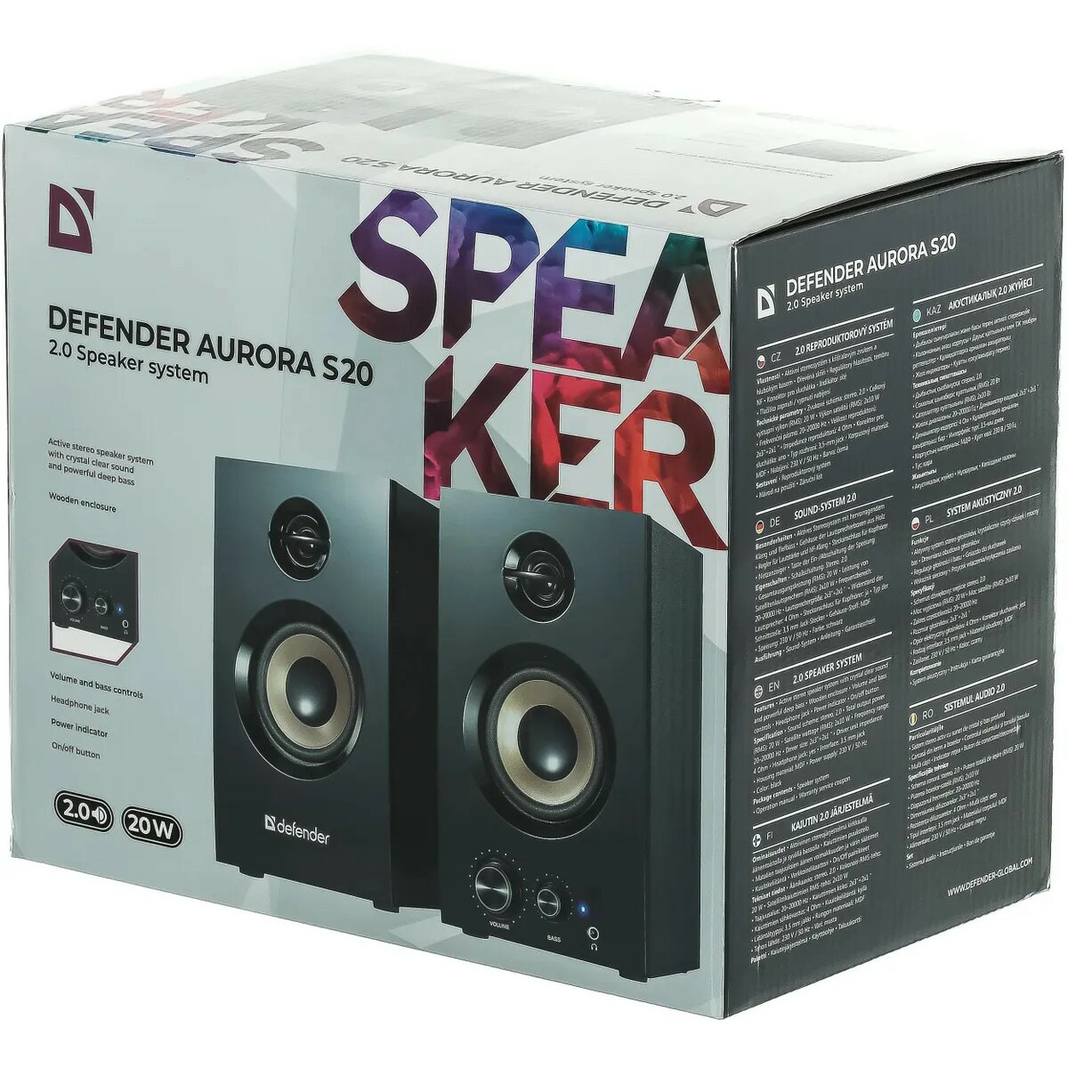 Колонки Defender 2.0 Aurora S20, черный