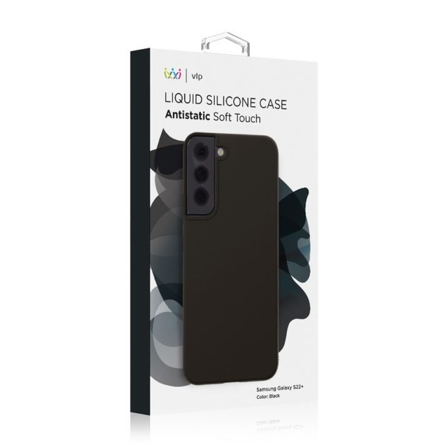 Чехол-накладка VLP Liquid Silicone Сase Antistatic для смартфона Samsung Galaxy S22+, черный