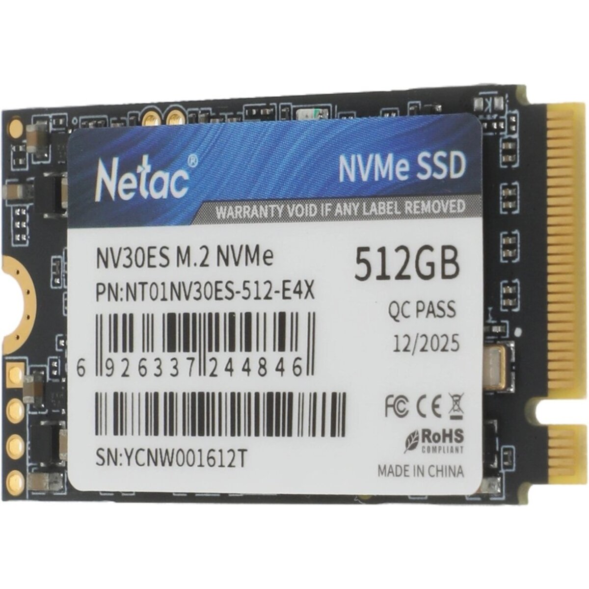 Накопитель SSD Netac PCIe 3.0 x4 512GB NT01NV30ES-512-E4X 