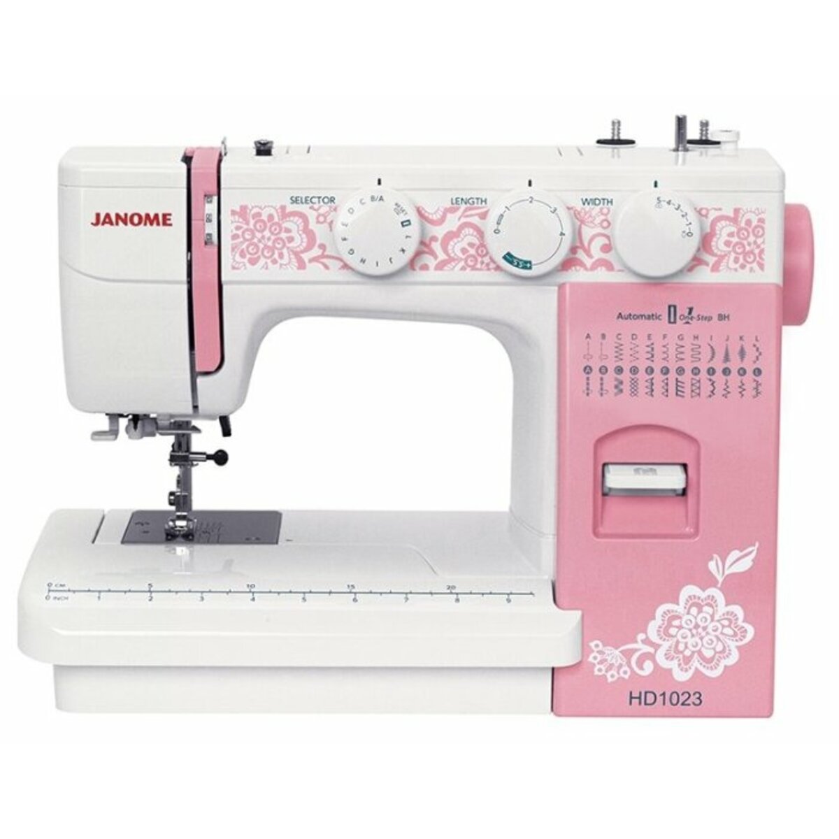 Швейная машина Janome HD1023 (Цвет: White/Pink)