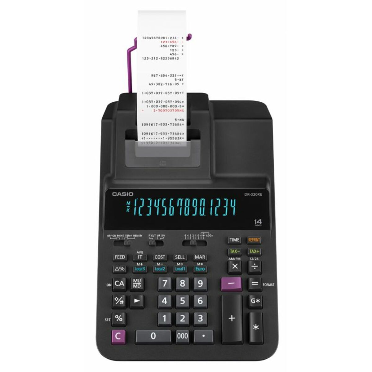 Калькулятор с печатью Casio DR-320RE-E-EC 14-разр. (Цвет: Dark Gray)