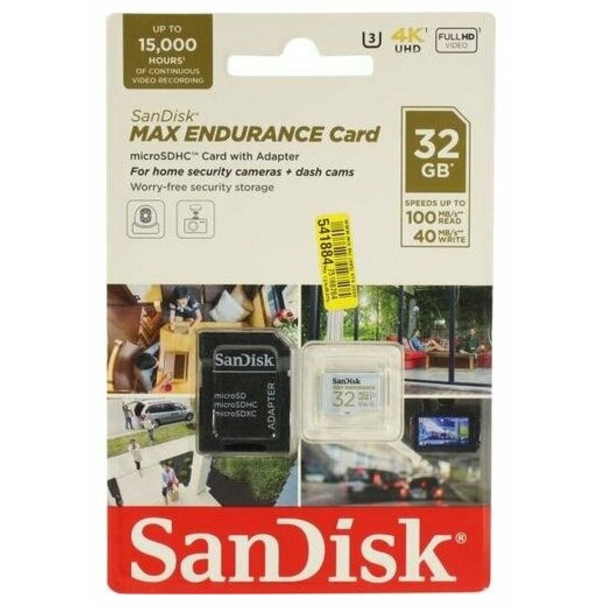 Карта памяти SanDisk Max Endurance microSDHC 32Gb, белый