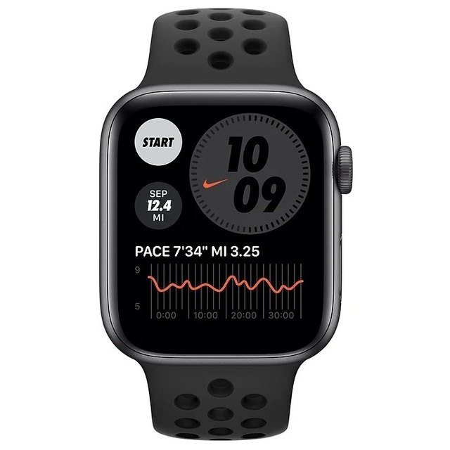 Умные часы Apple Watch Series 6 GPS 44mm Aluminum Case with Nike Sport Band MG173RU/A (Цвет: Anthracite/Black)