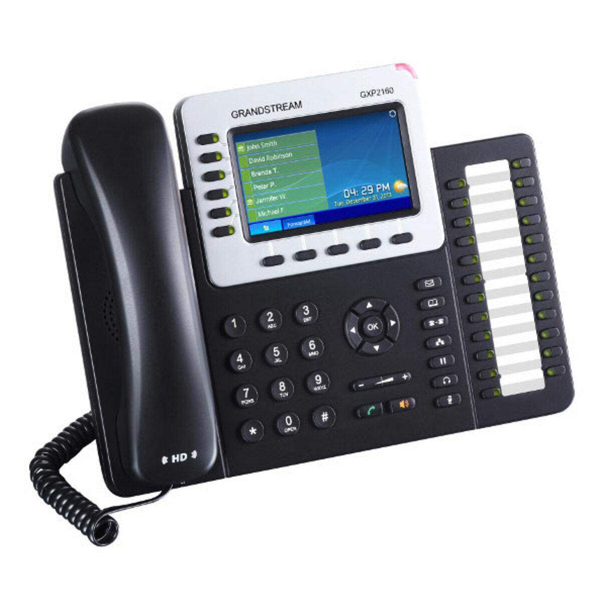 Телефон Grandstream GXP-2160, VoIP 2 Порта Ethernet 10 / 100 / 1000, 6 SIP линий, цветной TFT дисплей 48