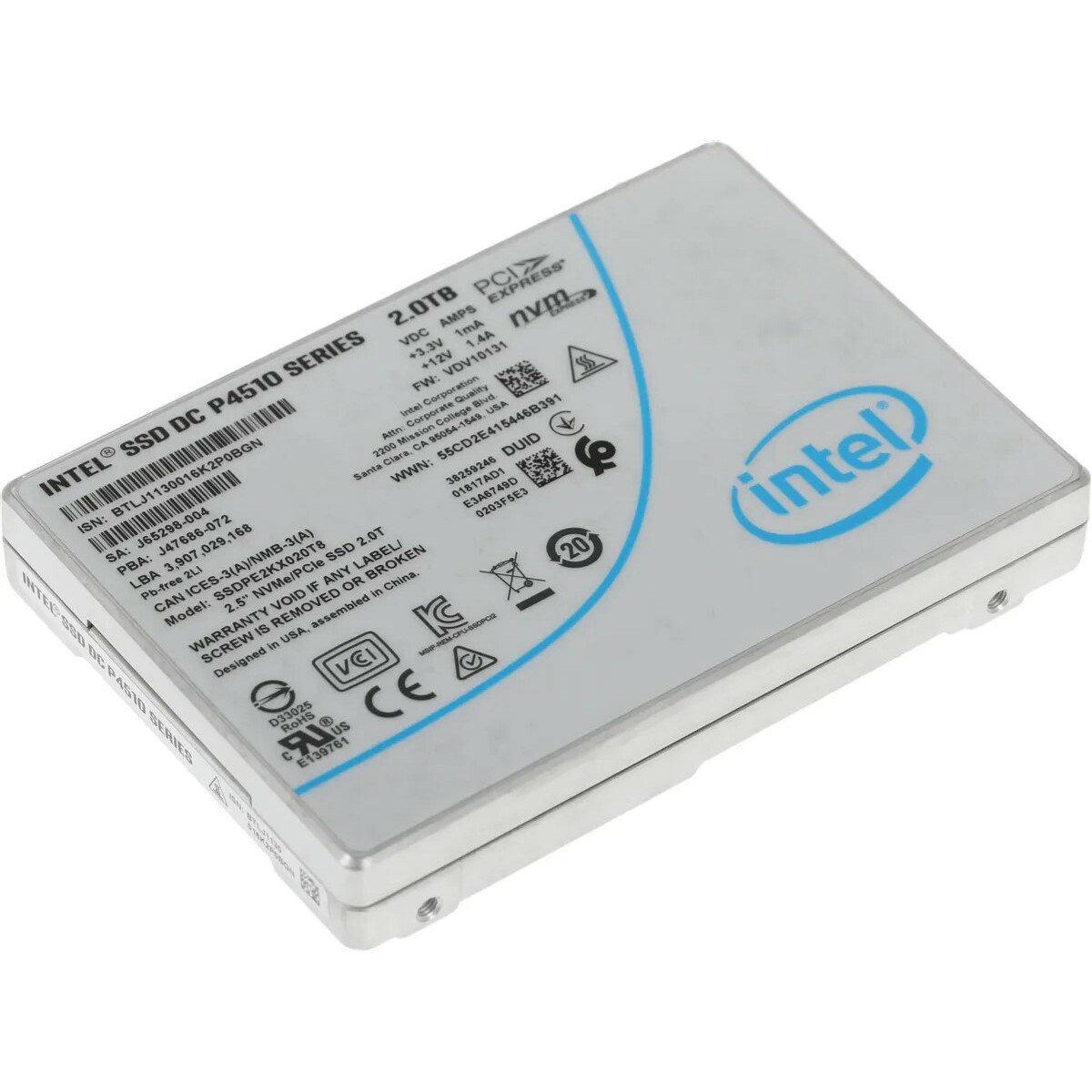 Накопитель SSD Intel PCI-E 3.0 x4 2Tb SSDPE2KX020T801 (SSDPE2KX) 0213099