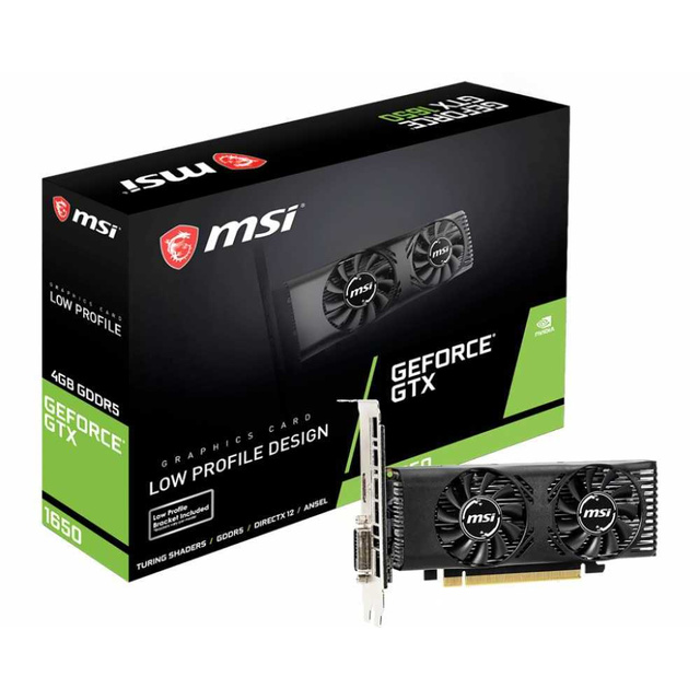 Видеокарта MSI PCI-E GTX 1650 4GT LP nVidia GeForce GTX 1650 4096Mb 128bit GDDR5 1485 / 8000 DVIx1 / HDMIx1 / HDCP Ret low profile Видеокарта MSI PCI-E GTX 1650 4GT LP nVidia GeForce GTX 1650 4096Mb 128bit GDDR5 1485 / 8000 DVIx1 / HDMIx1 / HDCP Ret low profile