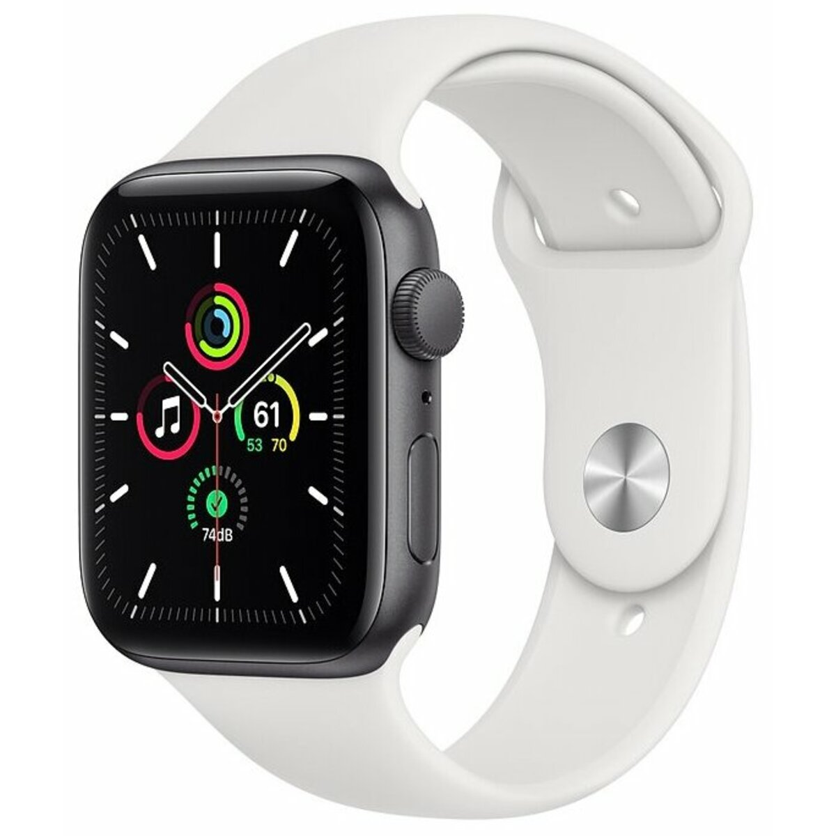 Умные часы Apple Watch SE (2022) 44mm Aluminum Case with Sport Band M / L (Цвет: Silver / White)