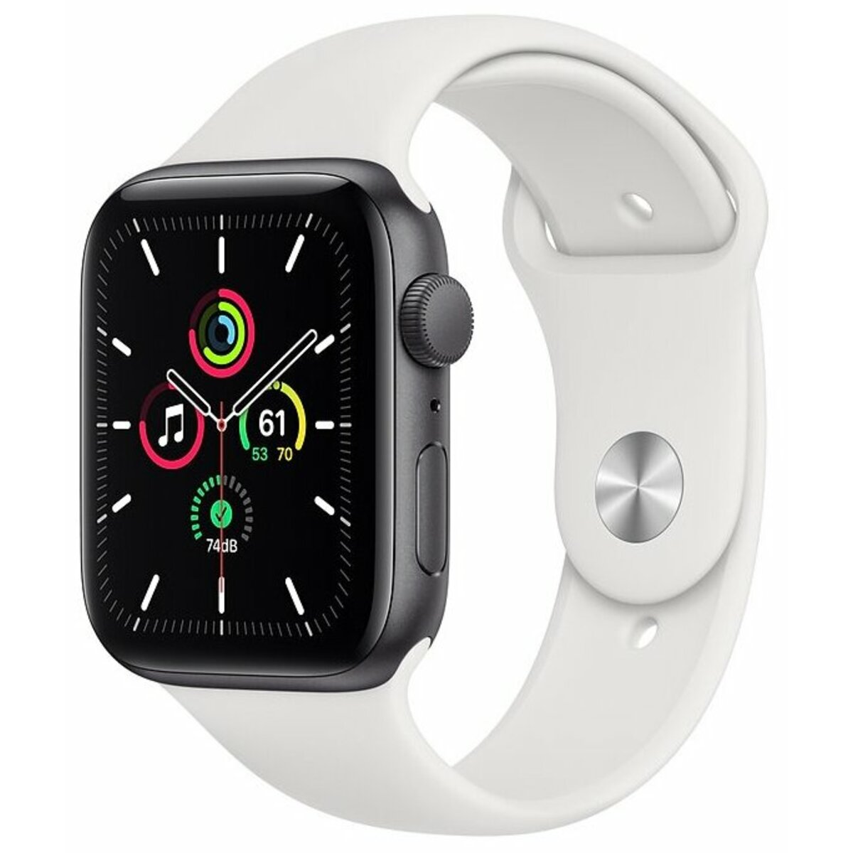 Умные часы Apple Watch SE (2022) 44mm Aluminum Case with Sport Band M/L (Цвет: Silver/White)