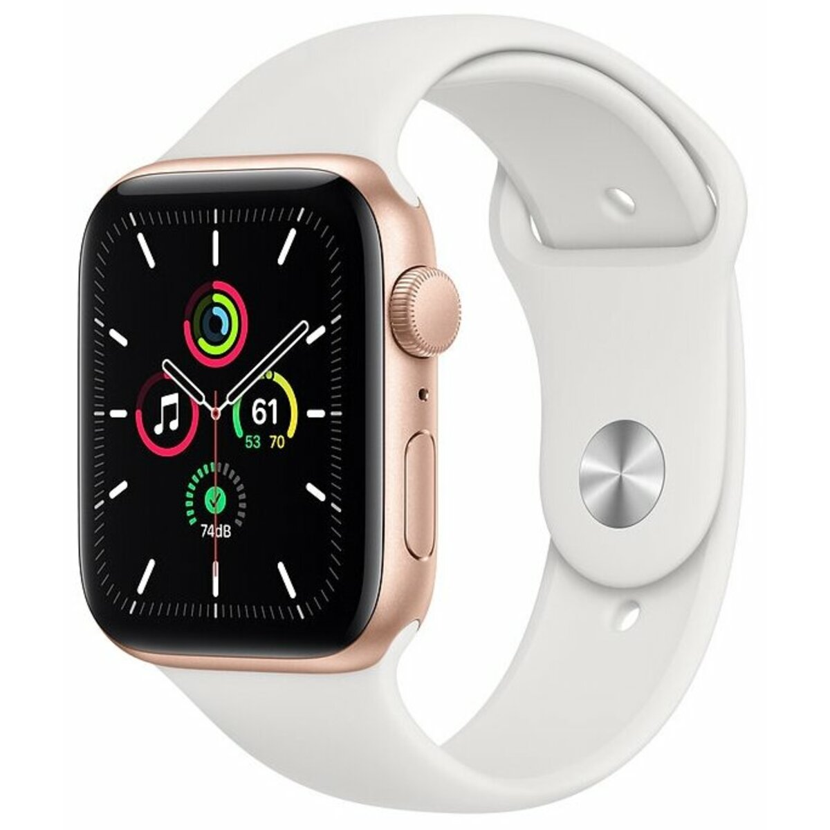 Умные часы Apple Watch SE (2022) 44mm Aluminum Case with Sport Band M / L (Цвет: Silver / White)