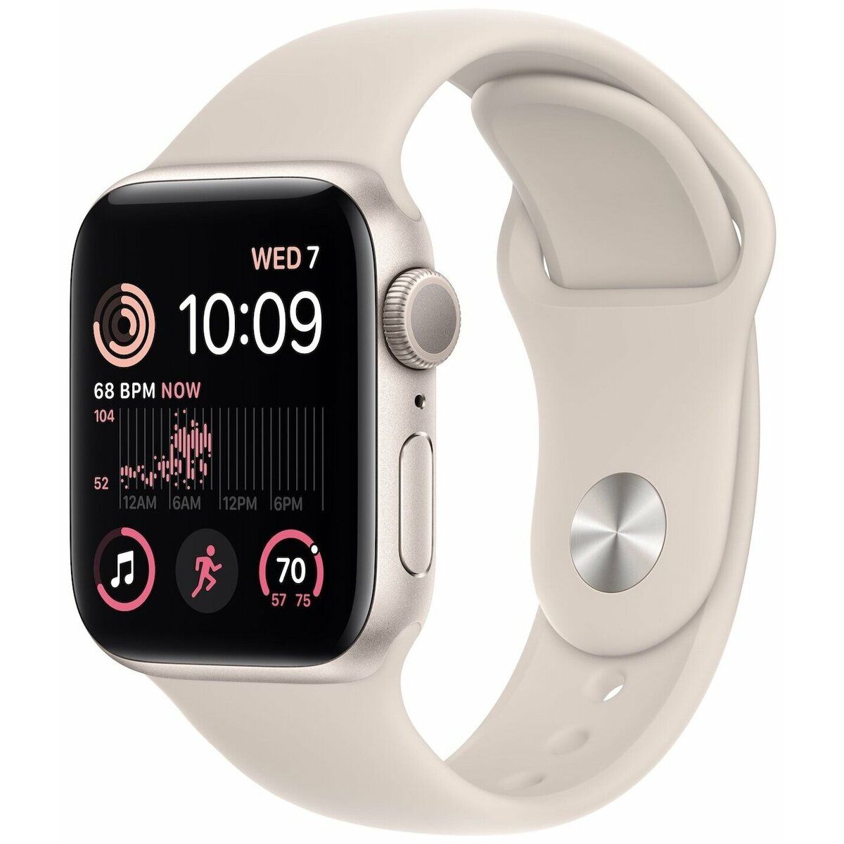 Умные часы Apple Watch SE (2022) 44mm Aluminum Case with Sport Band M / L (Цвет: Silver / White)
