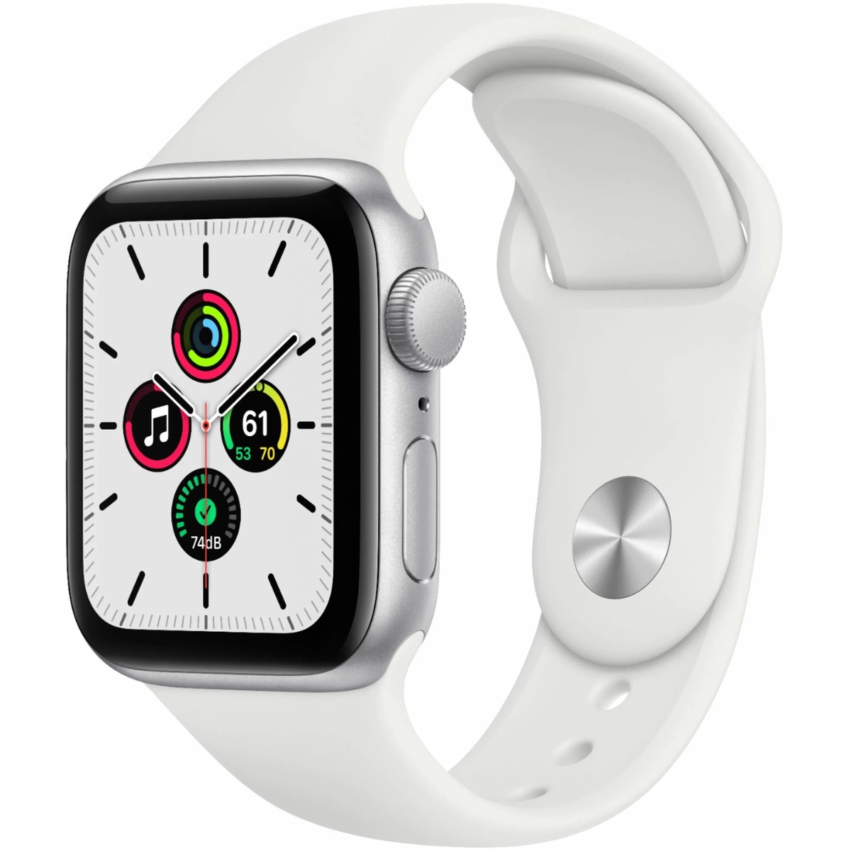 Умные часы Apple Watch SE (2022) 44mm Aluminum Case with Sport Band M / L (Цвет: Silver / White)