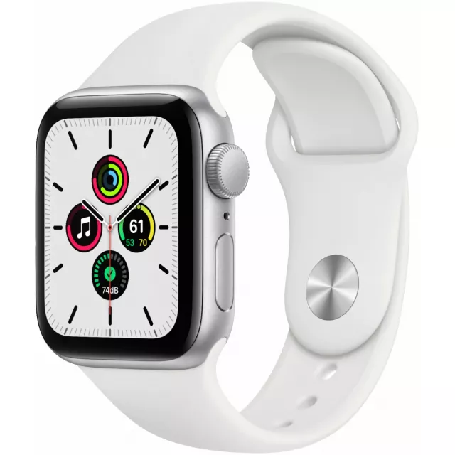 Умные часы Apple Watch SE (2022) 44mm Aluminum Case with Sport Band M/L (Цвет: Silver/White)