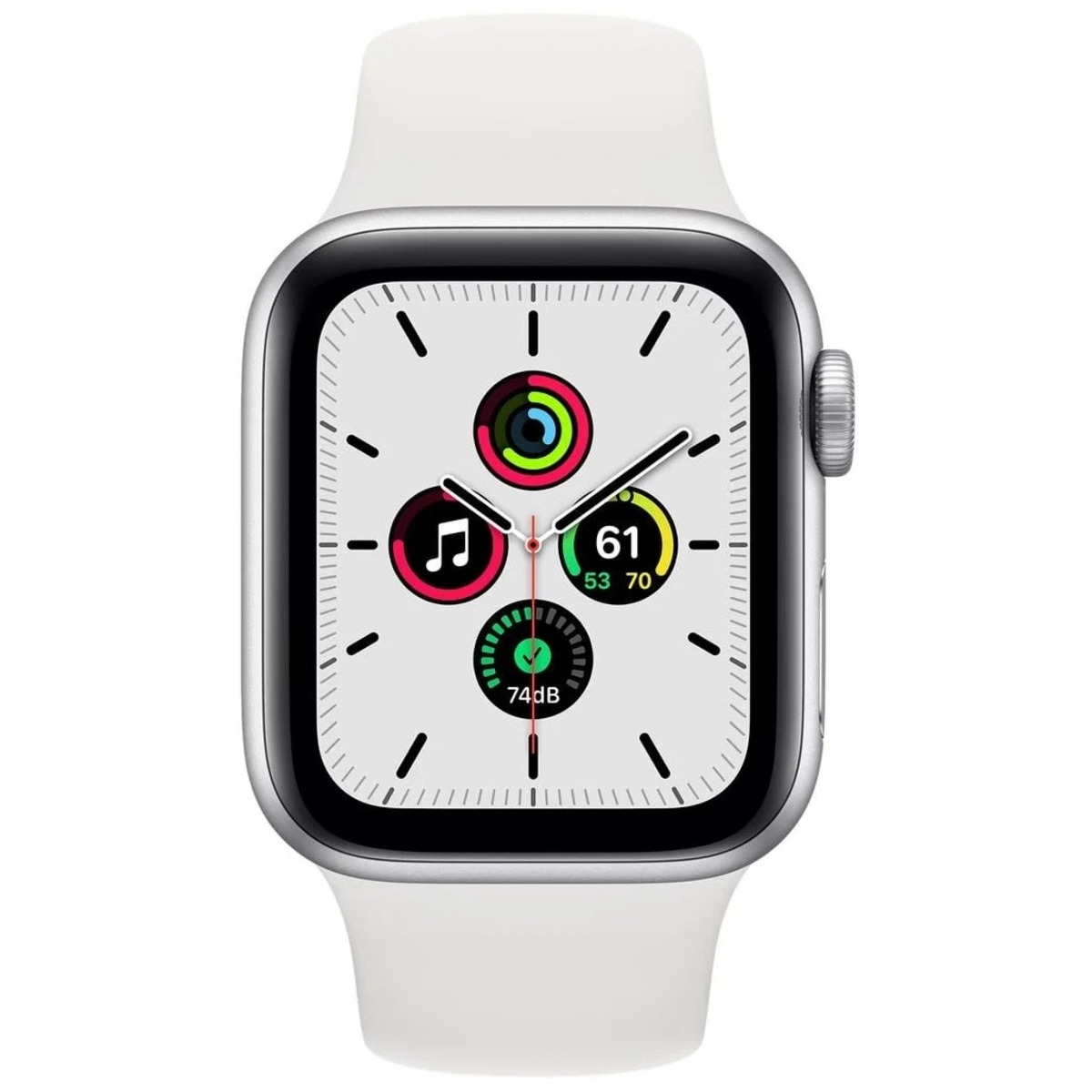 Умные часы Apple Watch SE (2022) 44mm Aluminum Case with Sport Band M / L (Цвет: Silver / White)