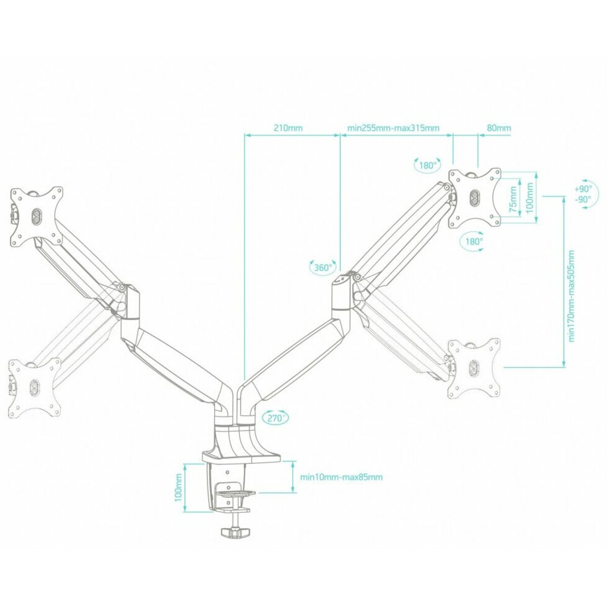 Кронштейн для мониторов Onkron G200 (Цвет: White)