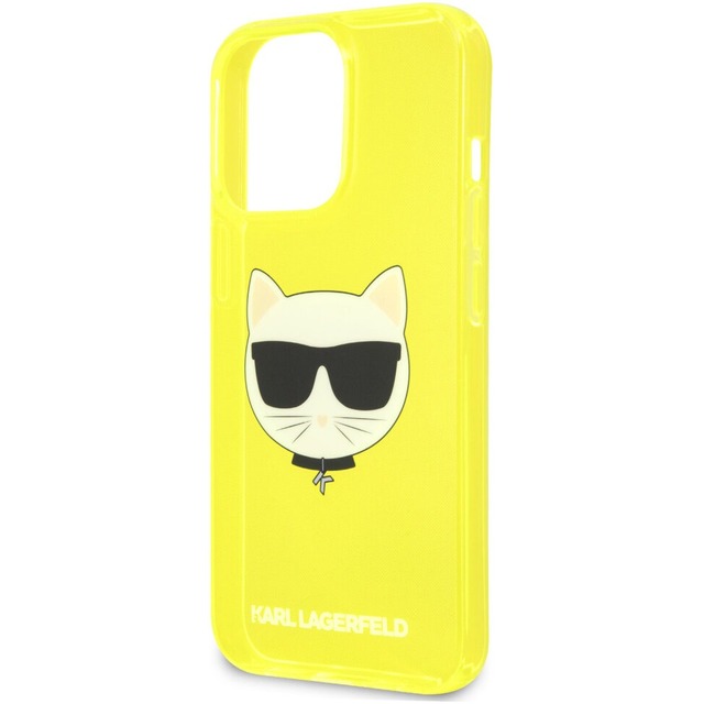 Чехол-накладка Karl Lagerfeld TPU FLUO Case Choupette's для смартфона Apple iPhone 13 Pro Max (Цвет: Yellow)