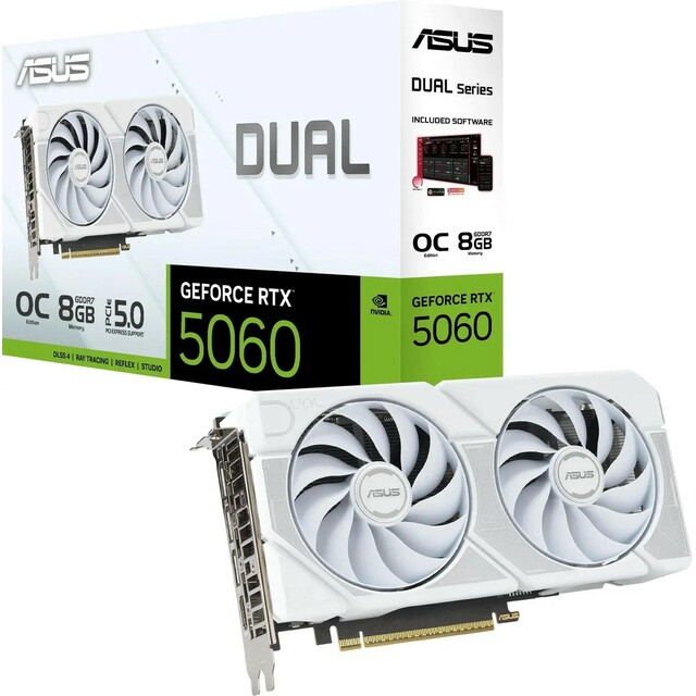 Видеокарта Asus GeForce RTX 5060 DUAL OC 8Gb (DUAL-RTX5060-O8G-WHITE)
