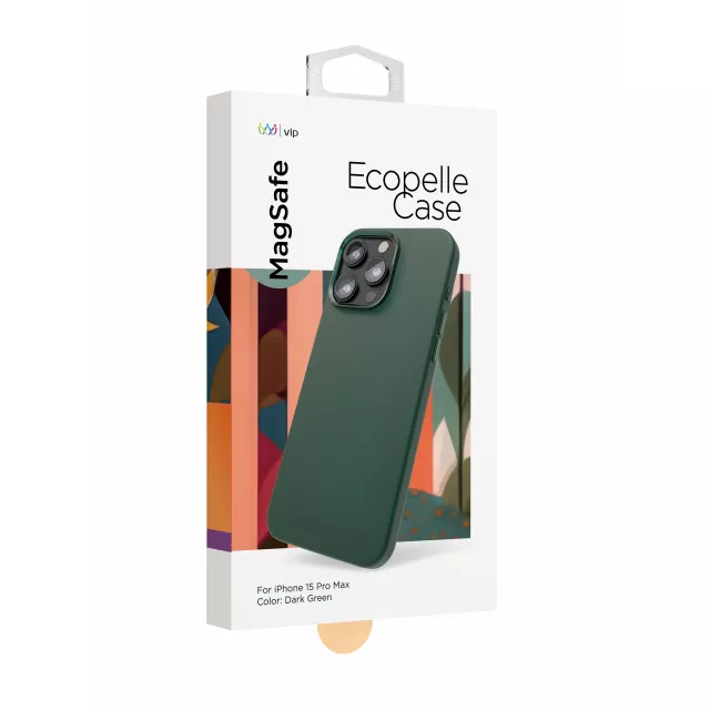 Чехол-накладка VLP Ecopelle Case with MagSafe для смартфона Apple iPhone 15 Pro Max (Цвет: Dark Green)