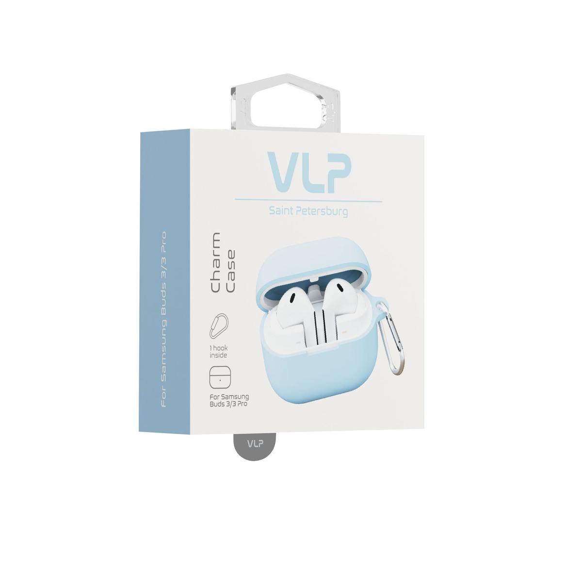Чехол силиконовый VLP Charm Case для Samsung Buds 3 /  3 Pro, голубой