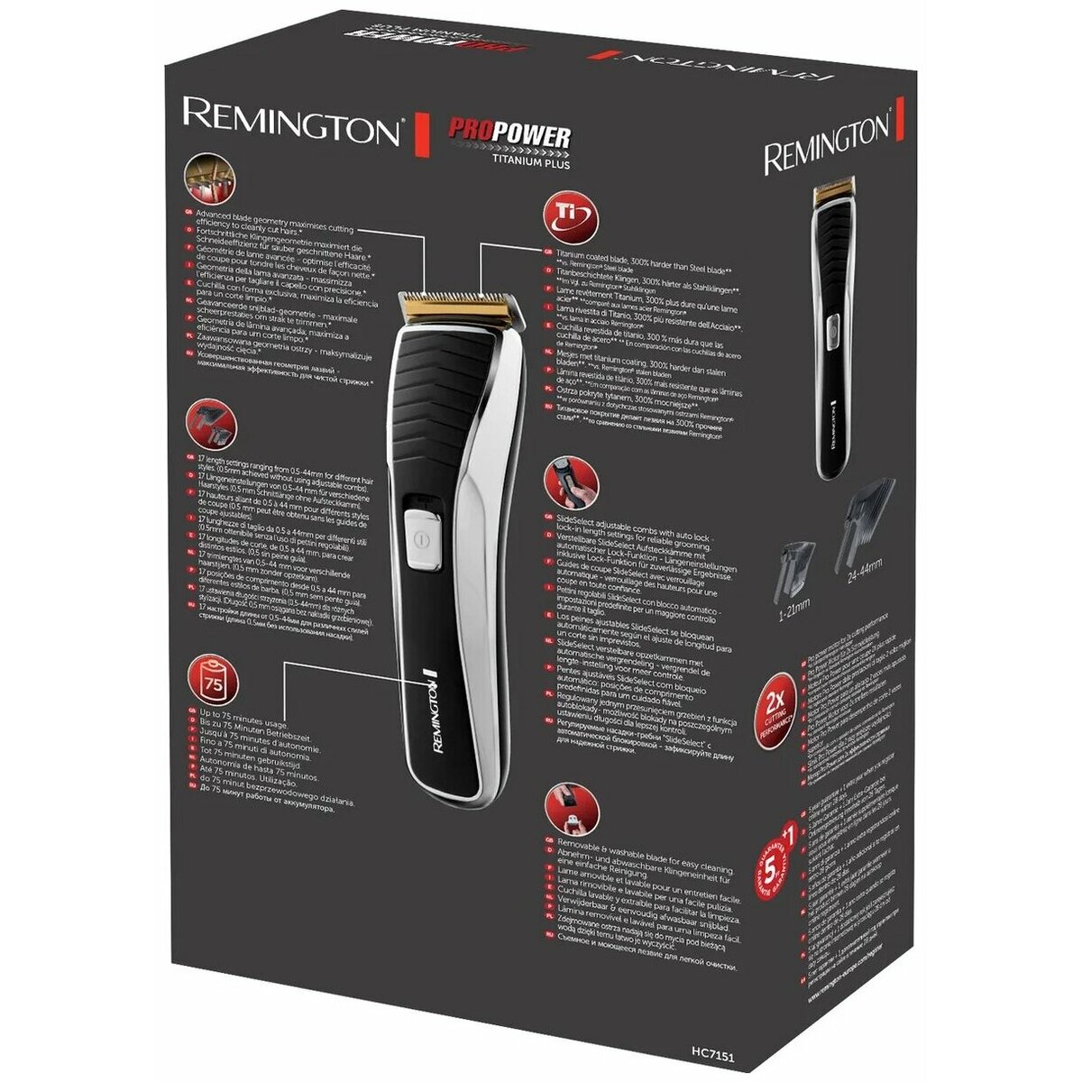 Машинка для стрижки Remington Pro Power Titanium Plus HC7151 (Цвет: Black / Silver)