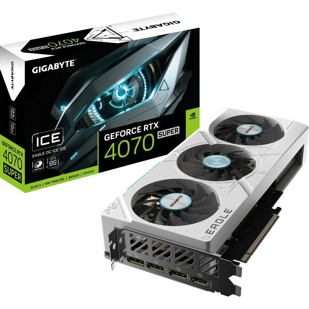 Видеокарта GIGABYTE GeForce RTX 4070 Super EAGLE OC ICE 12G (GV-N407SEAGLEOC ICE-12GD)